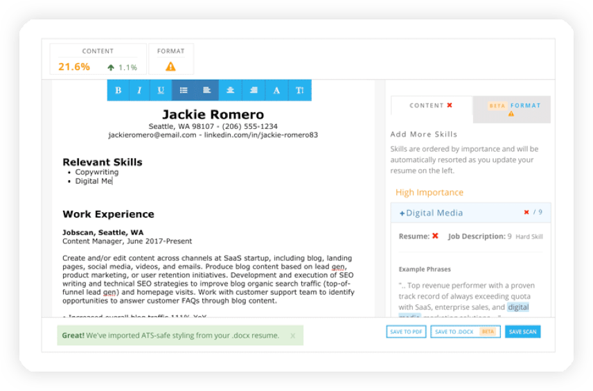 استراتژی جستجوی شغل، از ابزاری مانند Jobscan برای بهینه سازی CV خود استفاده کنید