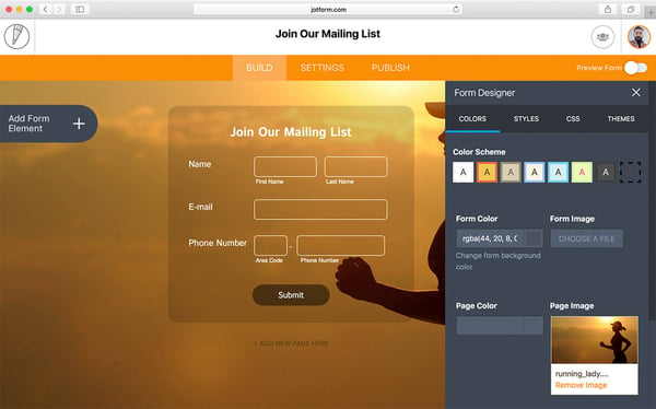 jotform online form design dashboard
