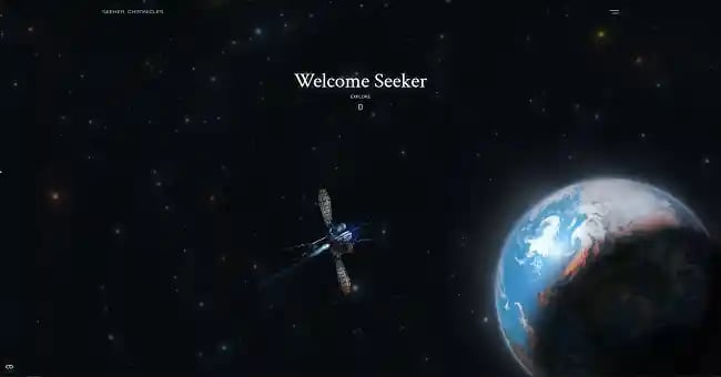 Screenshot of the Seeker Chronicles website created using the jQuery library.