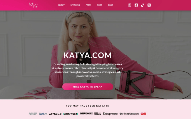 CTA in about me website from Katya Varbanova