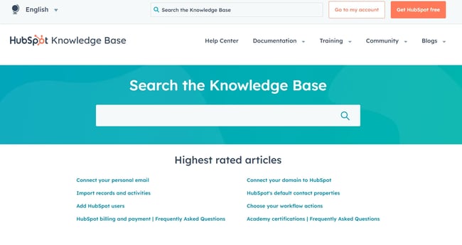 HubSpot’s knowledge base — example.