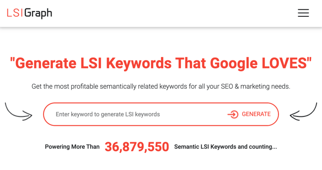 Latent semantic indexing keyword research tool LSIGraph for idea brainstorming and generating