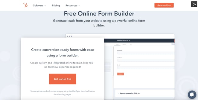 Lead generation form template builder: HubSpot