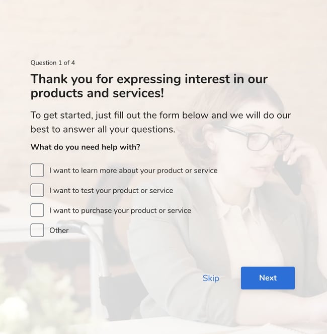 Lead generation form template: sales 