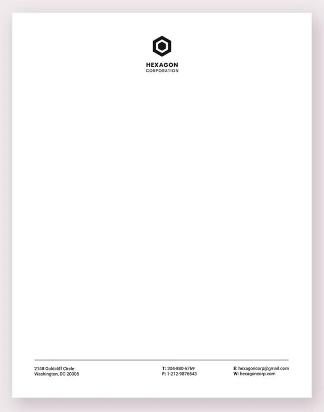 letterhead examples with logos: minimalism example