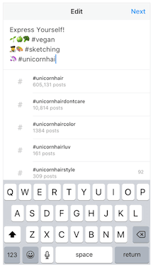 Pantalla para agregar enlace de hashtag en bio de una cuenta de Instagram