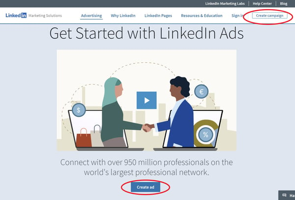 LinkedIn Ads page