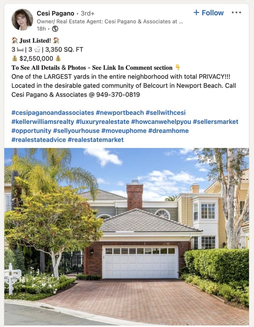 best real estate hashtags: linkedin real estate hashtags example