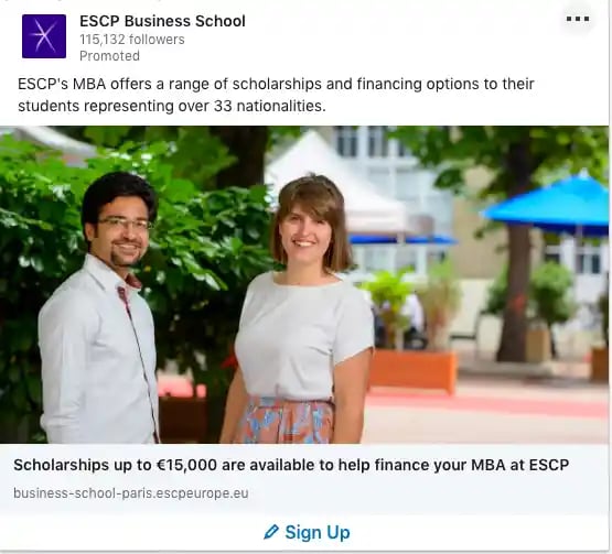 ESCP's LinkedIn Spotlight Ad