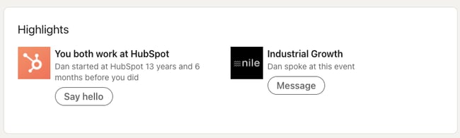 Highlights section on a LinkedIn profile