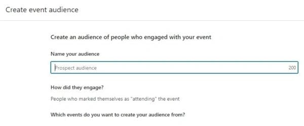 Create event audience for LinkedIn retargeting