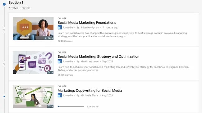 Online marketing courses - Social media, linkedin
