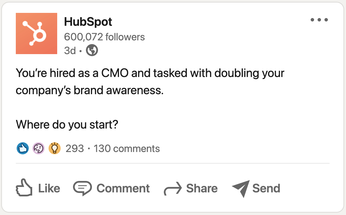 LinkedIn social selling example from HubSpot