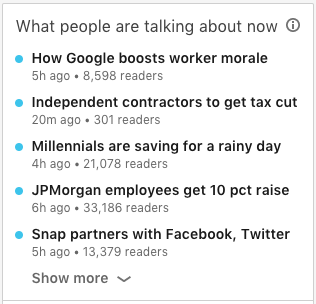 LinkedIn trending news topics