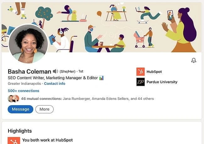 LinkedIn summary example: Basha Coleman