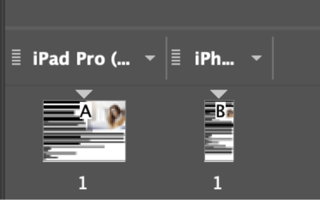 Liquid layout: view the alternate page sizes in the pages panel. 