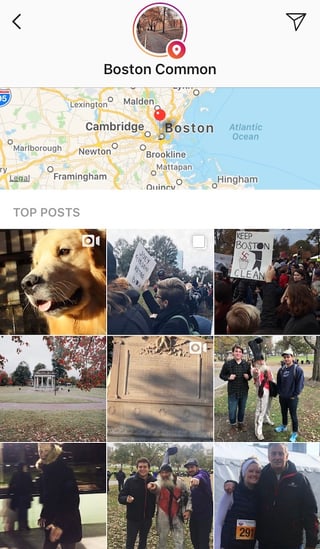 Instagram Stories posted with the location Boston Common