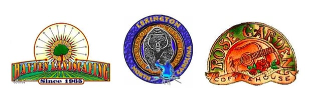 three logos, all with extremely intricate details that would be hard for someone to remember