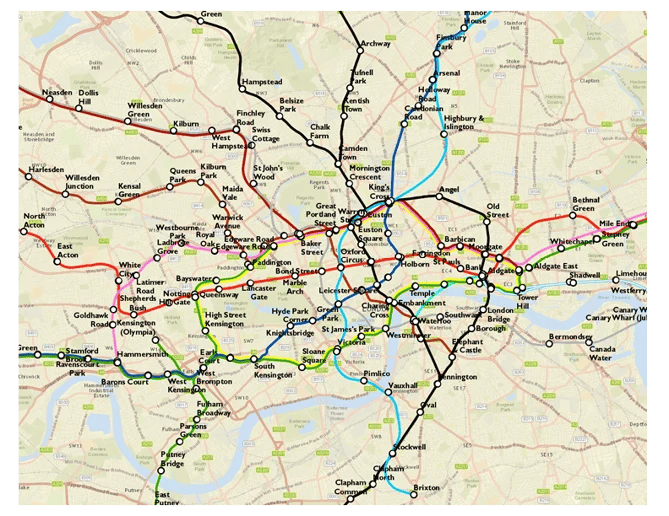 london:geographic subway map 