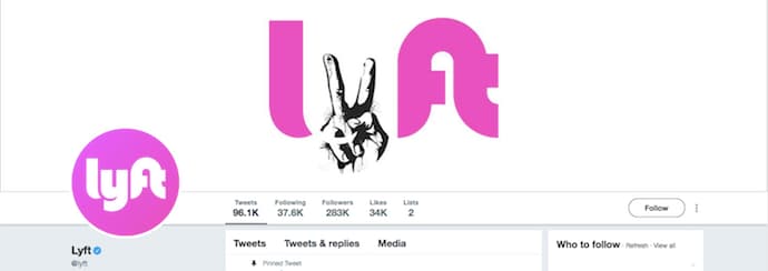 Pink and cool Twitter header image by Lyft