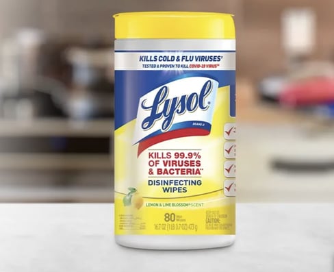 Screenshot of product specifications for Lysol wipes