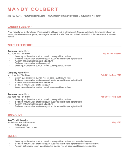 mandy resume template