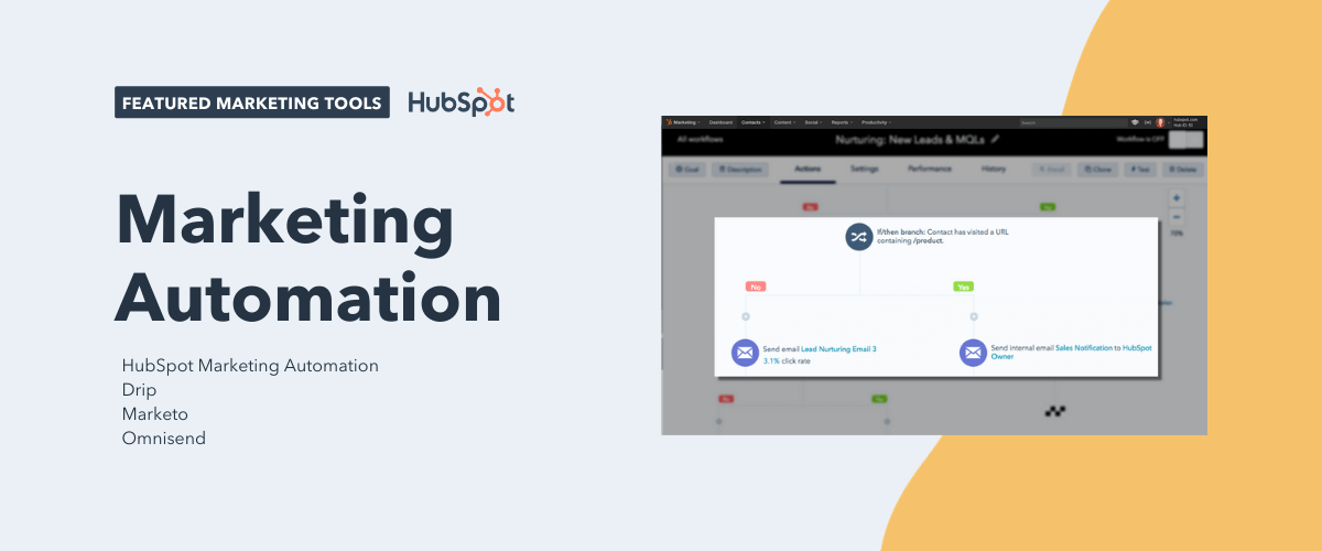 marketing automation tools, including hubspot marketing automation, drip, marketo, and omnisend