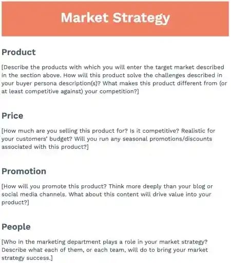 marketing strategy for business lan