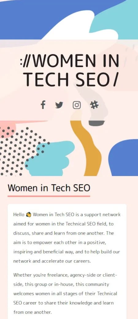 Marketing Technique: Community Building Example of Women in Tech SEO Community
