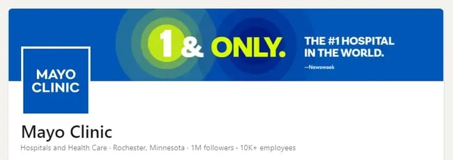 Mayo Clinic LinkedIn banner, 1 & only - the number one hospital in the world.