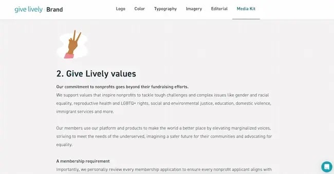 Give Lively’s media kit details the brand’s values.