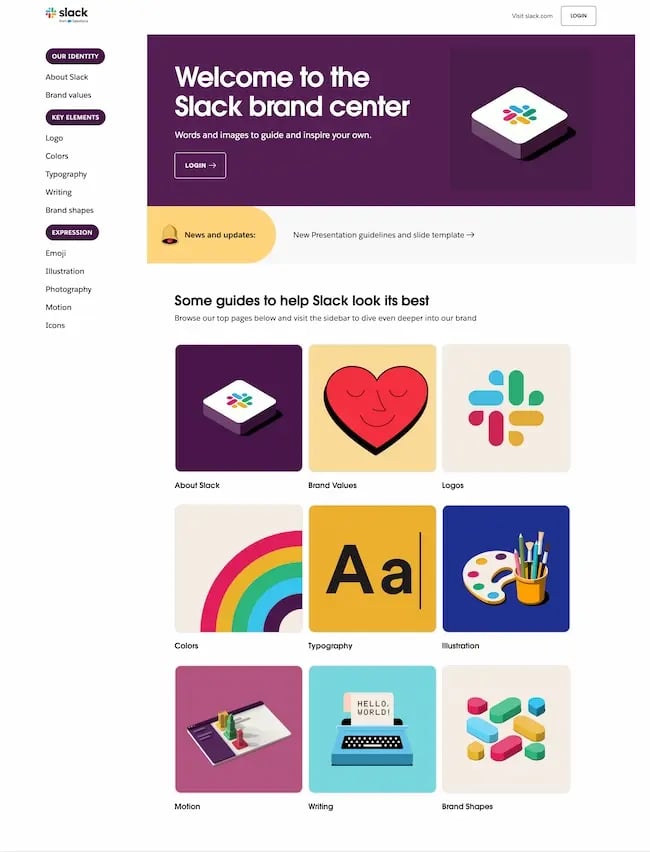 Slack’s media kit is well organized and thorough.