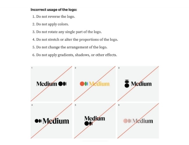 ejemplos de uso incorrecto del logo de Medium