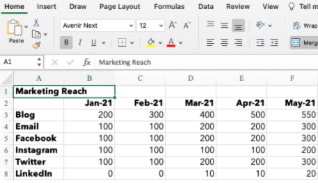insert merge and center in excel