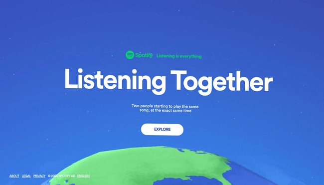 microsite examples: spotify listening together homepage