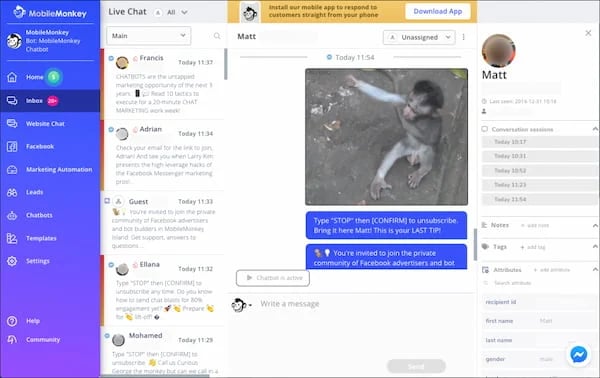 MobileMonkey Omnichat, a live chat app that puts all your conversations in one place