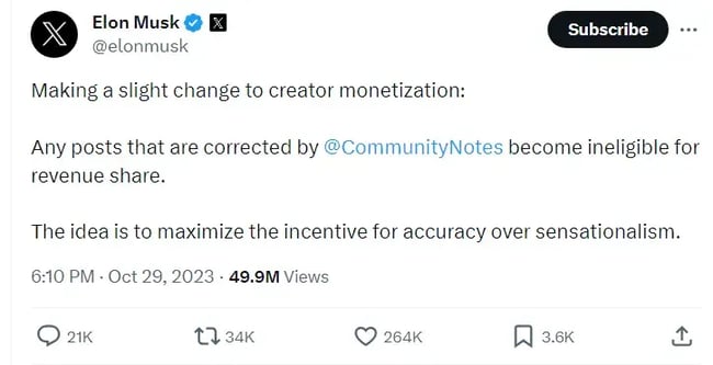 X Creator monetization update