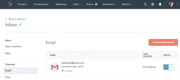 hubspot conversations for managing all emails and communications in one inbox
