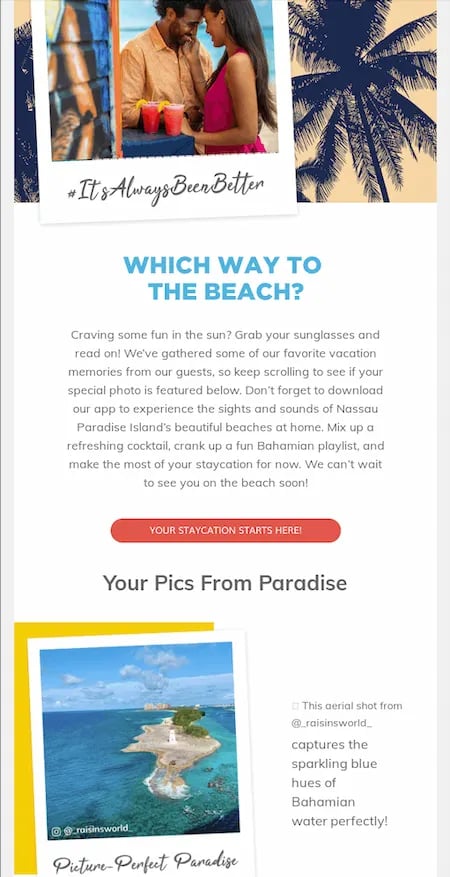 Abandoned cart email examples, Nassau Paradise Island