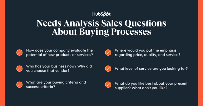 needs analysis questions: sales questions about buying processes
