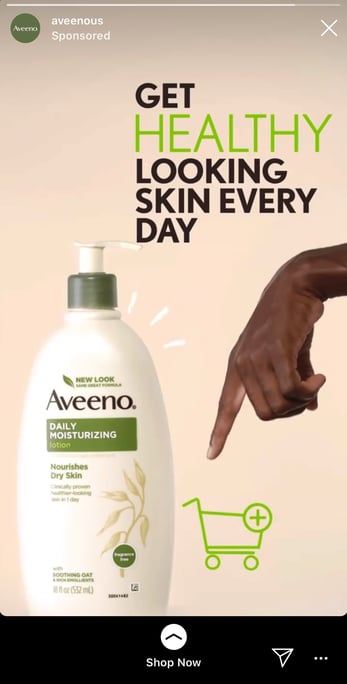 Aveeno 2023 Instagram Stories Ads example