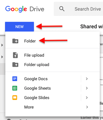How to create a folder in Google Drive
