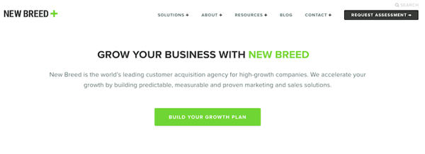 new breed marketing landing page