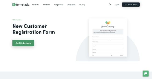 One new customer form template:  FormStack