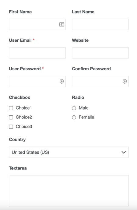 One new customer form template: WordPress User Registration Form