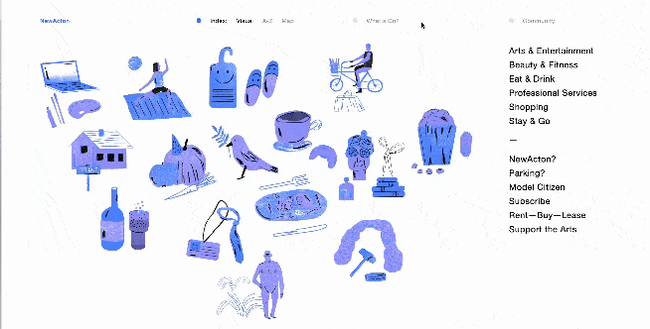 NewActon uses animated illustrations for a site that is highly interactive.