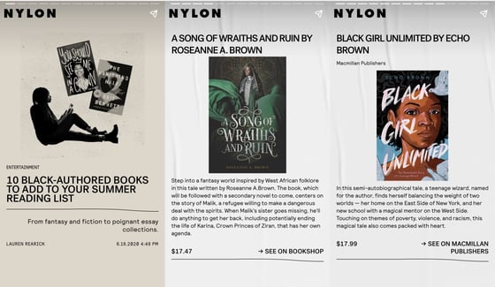 An example of a google web story: nylon magazine