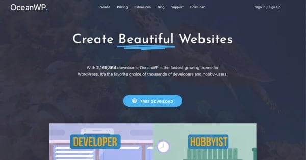 what is a wordpress theme? this shows a wordpress theme examples: oceanwp