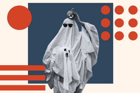 halloween costumes for marketers: employee dressed as ghost 