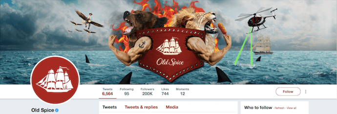 Funny Twitter header image by Old Spice